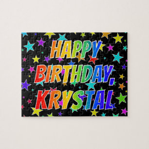 "KRYSTAL" Voornaam, geun "HAPPY BIRTHDAY" Legpuzzel
