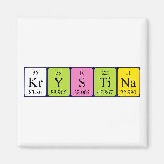 Krystina periodieke tabelnaam magnet (Voorkant)