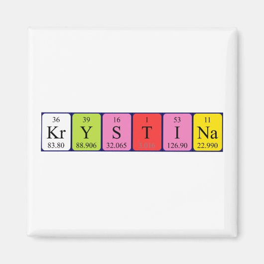 Krystina periodieke tabelnaam magnet (Voorkant)