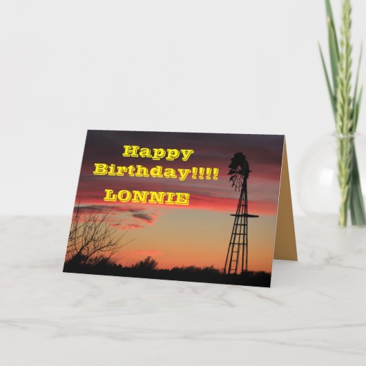 Ks Firey Windmill Sunset Birthday Wenskaart Kaart (Voorkant)