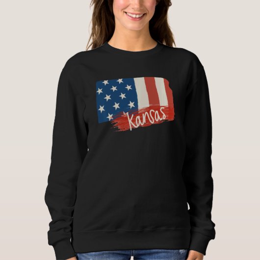 Ks Kansas Cute for her State Outline Abbrebas Trui (Voorkant)