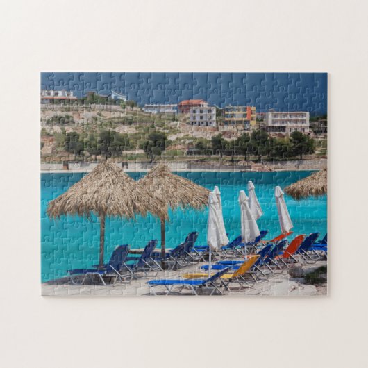 Ksamil, strand aan de zee legpuzzel (Horizontaal)