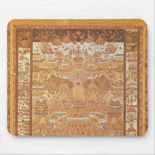 Kshitigarbha, rechter in de hel, uit Dunhuang Muismat