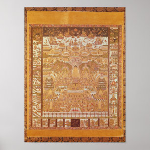 Kshitigarbha, rechter in de hel, uit Dunhuang Poster