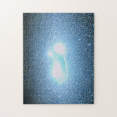 Ksmische heldere witte bollen die draaien in het u legpuzzel (Verticaal)