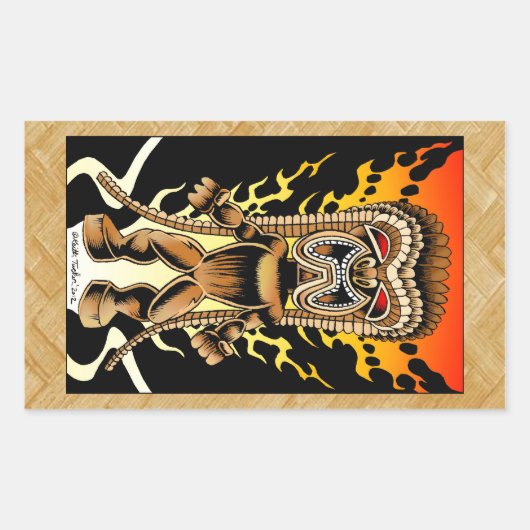 Ku, Hawaiian Tiki God Rechthoekige Sticker (Voorkant)
