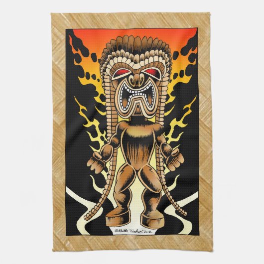Ku, Hawaiian Tiki God Theedoek (Verticaal)