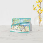 Kū op het strand Wenskaart Kaart (Gele Bloem)