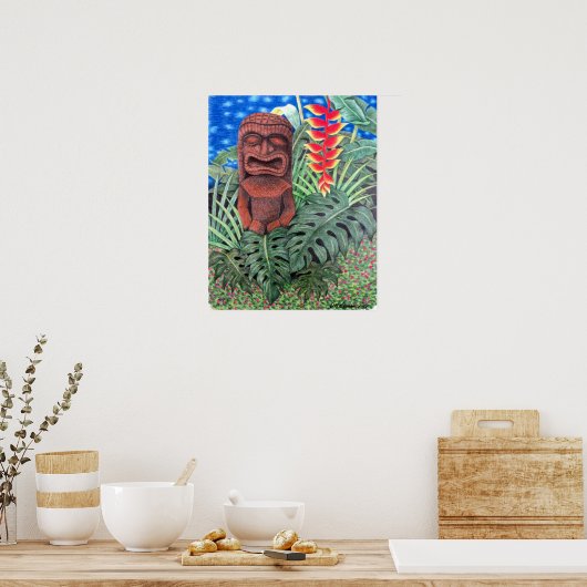 Ku Tiki Hawaiian God van Oorlog Oerwoud Poster (Keuken)