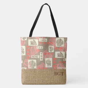 Kua Bay Hawaiian Onderzeese Shell Monogram Strandt Tote Bag