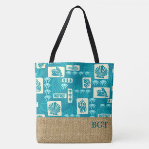 Kua Bay Hawaiian Onderzeese Shell Monogram Strandt Tote Bag