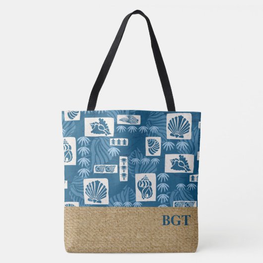 Kua Bay Hawaiian Undersea Shell Monogram Beach Bag Tote Bag (Voorkant)