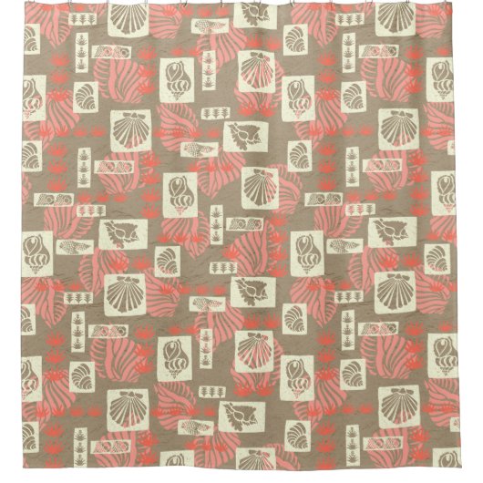 Kua Bay Hawaiian Undersea Shells Aloha Shirt Douchegordijn (Voorkant)