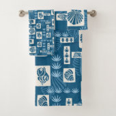 Kua Bay Hawaiian Undersea Shells Coördinaat Indigo Bad Handdoek (Insitu)