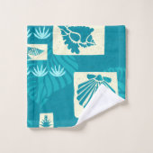 Kua Bay Hawaiian Undersea Shells Coordinate Blauwg Bad Handdoek (Wasdoekje)