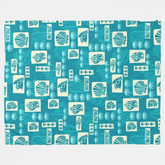 Kua Bay Hawaiian Undersea Shells Fleece Deken (Voorkant (Horizontaal))