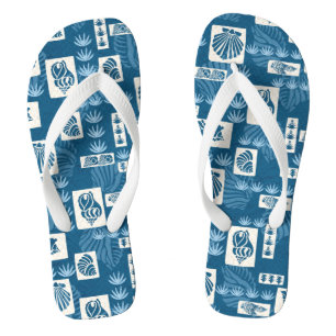 Kua Bay Hawaiian Undersea Shells - Indigo Teenslippers