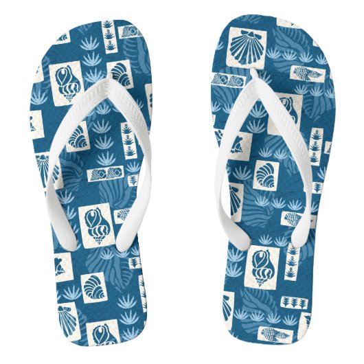 Kua Bay Hawaiian Undersea Shells - Indigo Teenslippers (Voetbed)