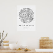Kuala Lumpur Malaysia Street Layout Kaart Poster (Keuken)