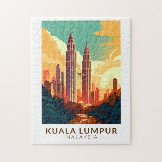 Kuala Lumpur Malaysia Travel Art Vintage Legpuzzel (Verticaal)