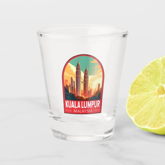 Kuala Lumpur Malaysia Travel Art Vintage Shot Glas (Voorkant)