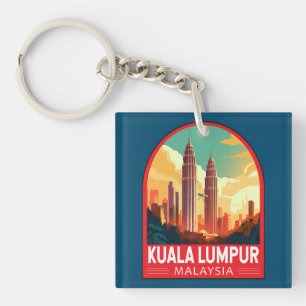 Kuala Lumpur Malaysia Travel Art Vintage Sleutelhanger