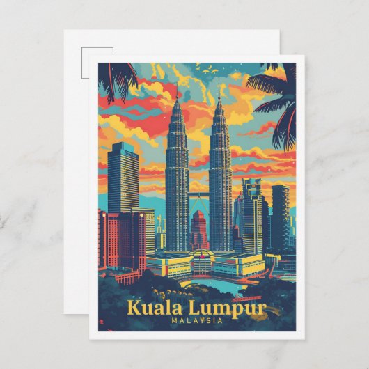 Kuala Lumpur Maleisië  kunst reizen Briefkaart (Voorkant / Achterkant)