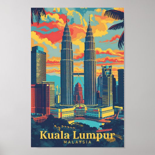 Kuala Lumpur Maleisië  kunst reizen Poster (Voorkant)