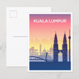 Kuala Lumpur Maleisië Kunstreizen Illustratie Briefkaart