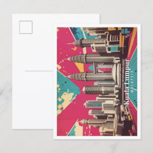 Kuala Lumpur Maleisië Pop Kunst Reizen Illustratie Briefkaart