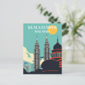 Kuala Lumpur Maleisië Retro Cityscape Briefkaart (Staand voorkant)