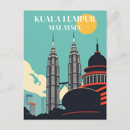 Kuala Lumpur Maleisië Retro Cityscape Briefkaart (Voorkant)