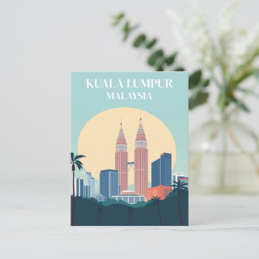 Kuala Lumpur Maleisië Retro Petronas Towers Briefkaart (Staand voorkant)