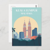 Kuala Lumpur Maleisië Retro Petronas Towers Briefkaart (Voorkant / Achterkant)