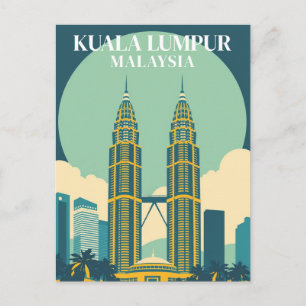 Kuala Lumpur Maleisië Retro Torens Stadsgezicht Briefkaart