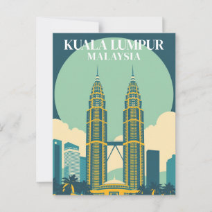 Kuala Lumpur Maleisië Retro Towers Cityscape Briefkaart