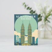 Kuala Lumpur Maleisië Retro Towers Cityscape Briefkaart (Staand voorkant)