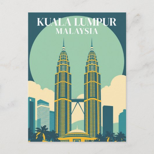 Kuala Lumpur Maleisië Retro Towers Cityscape Briefkaart (Voorkant)