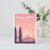 Kuala Lumpur Maleisië Roze Poster voor reizen Briefkaart (Staand voorkant)