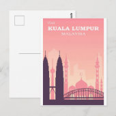 Kuala Lumpur Maleisië Roze Poster voor reizen Briefkaart (Voorkant / Achterkant)