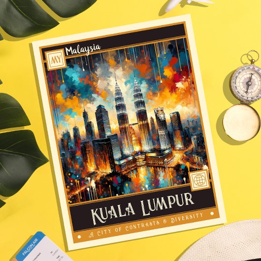 Kuala Lumpur, Maleisië |  schilderij Briefkaart
