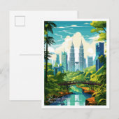Kuala Lumpur Maleisië vintage reisillustratie Briefkaart (Voorkant / Achterkant)