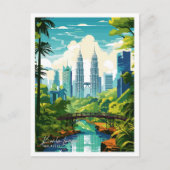 Kuala Lumpur Maleisië vintage reisillustratie Briefkaart (Voorkant)