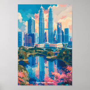 Kuala Lumpur Maleisië Vintage Reizen Poster