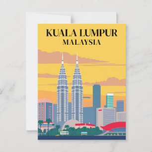 Kuala Lumpur Maleisië Vintage Towers Cityscape Briefkaart
