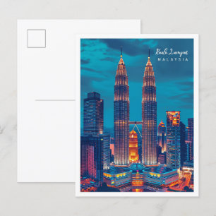 Kuala Lumpur Maleisië Vintage Travel Illustratie Briefkaart