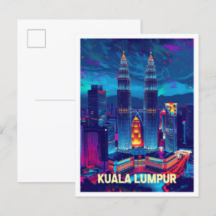 Kuala Lumpur Maleisië Vintage Travel Illustratie Briefkaart