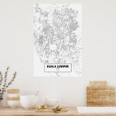 Kuala Lumpur, Maleisië (zwart op wit) Poster (Keuken)