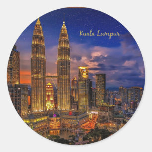 Kuala Lumpur silhouet 's nachts Ronde Sticker