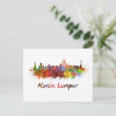 Kuala Lumpur skyline in waterverf splatters Briefkaart (Staand voorkant)